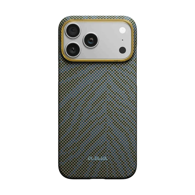Чехол для iPhone PITAKA для iPhone 18/17 Pro, Breath of Veins, Dive Green, зелёно-синий