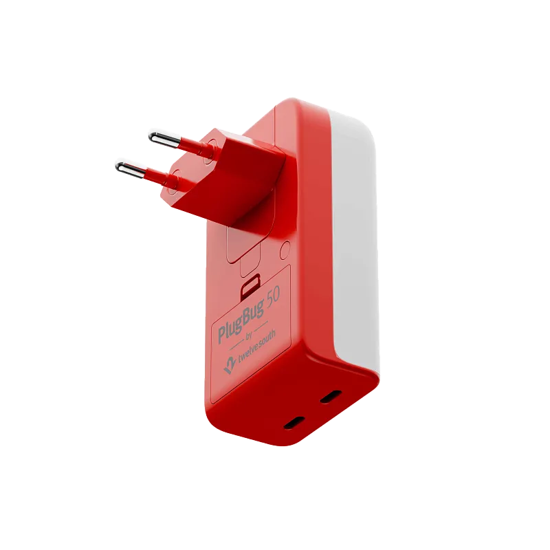 Сетевое зарядное устройство Twelve South PlugBug 50W с поддержкой FindMy, красный
