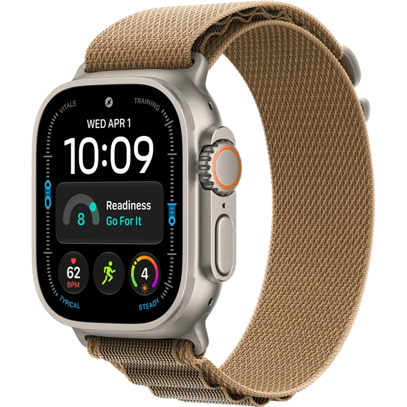 Apple Watch Ultra 4, 49 мм, корпус из бежевого титана, ремешок Alpine пустынного цвета