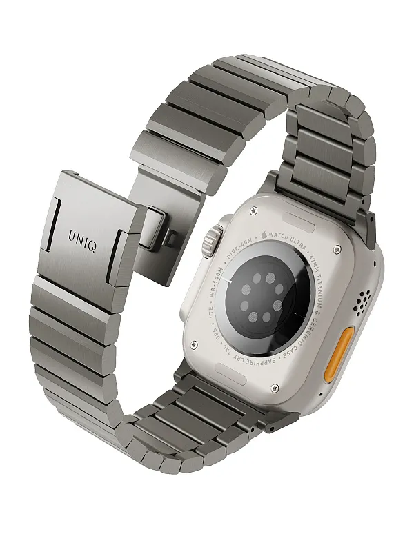 Ремешок Uniq для Apple Watch 49/45/44/42 mm Strova MAG Strap Link Steel Silver