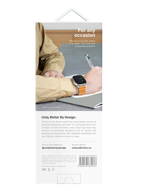 Ремешок Uniq для Apple Watch 41/40/38 mm Revix Premium Ed. Leather/Silicone Blush Pink/White