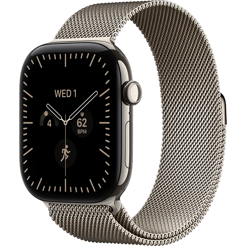 Apple Watch Series 12, 42 мм, корпус из титана цвета «натуральный титан», браслет миланская петля