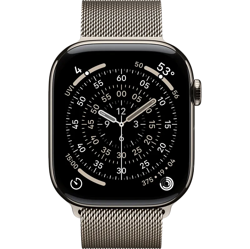 Apple Watch Series 11, 42 мм, корпус из титана цвета «натуральный титан», браслет миланская петля