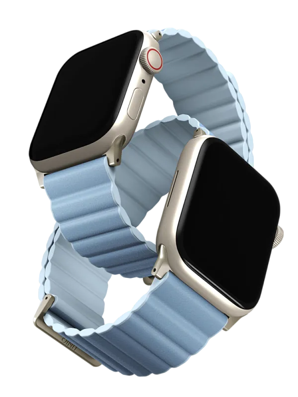 Ремешок Uniq для Apple Watch 41/40/38 mm Revix Premium Ed. Leather/Silicone Arctic/Soft Blue