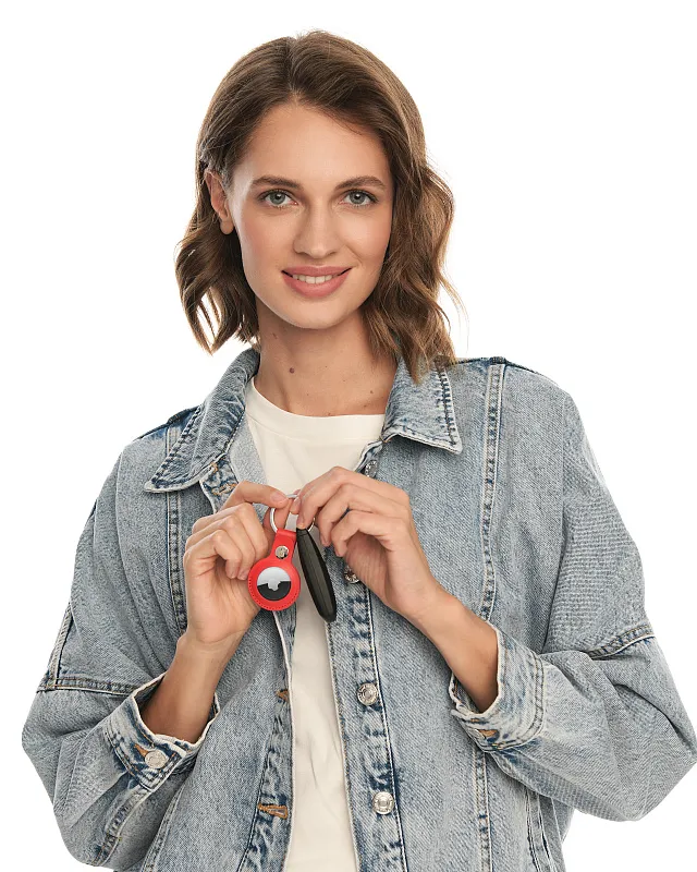 uBear Capital Case for AirTag натуральная кожа, красный