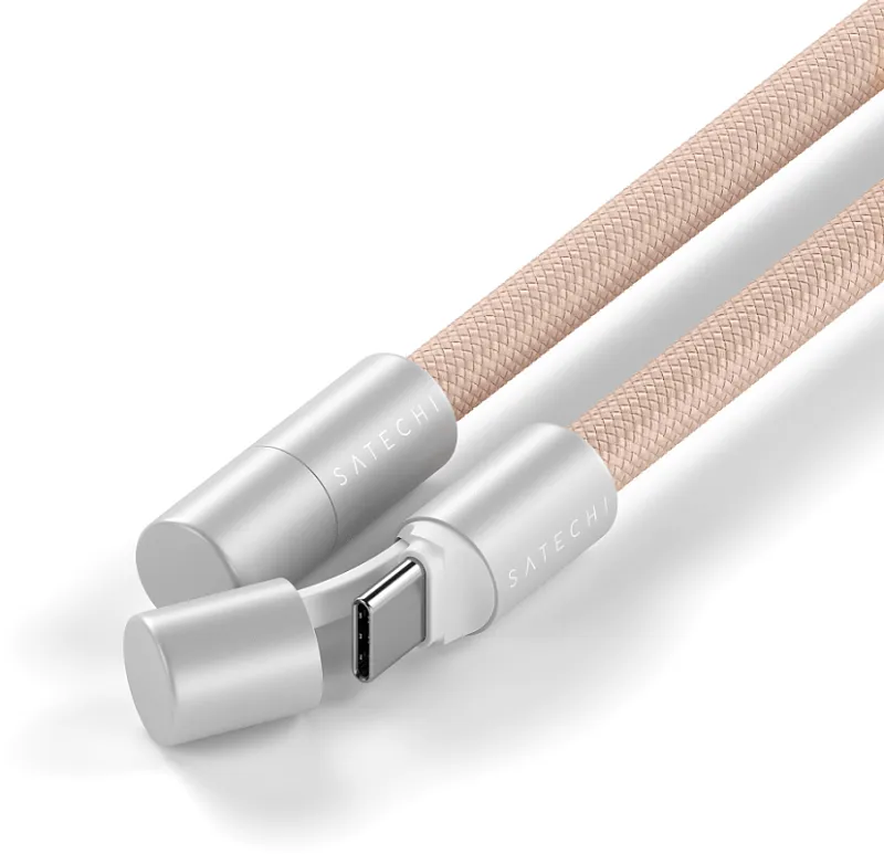 Зарядный кабель - ремень через плечо Satechi OntheGo Crossbody Lanyard Cable 60W, пыльно-розовый
