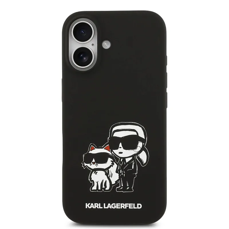 Чехол Lagerfeld для iPhone 17 Liquid Silicone Sketch Karl&Choup Metal cam Hard, чёрный