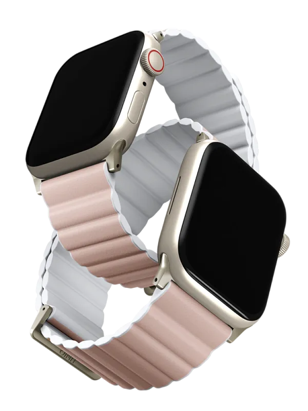 Ремешок Uniq для Apple Watch 41/40/38 mm Revix Premium Ed. Leather/Silicone Blush Pink/White
