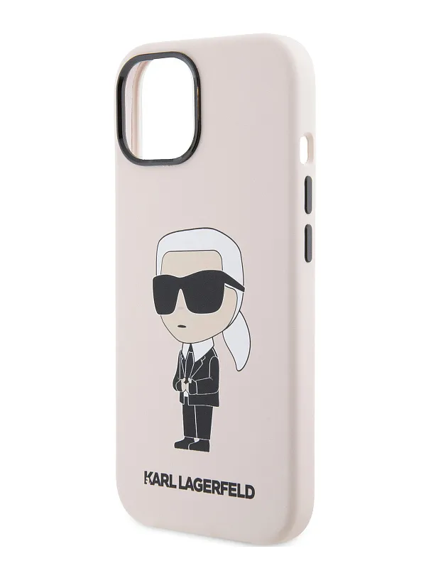 Чехол Lagerfeld для iPhone 15 Liquid silicone NFT Karl Ikonik Hard Pink