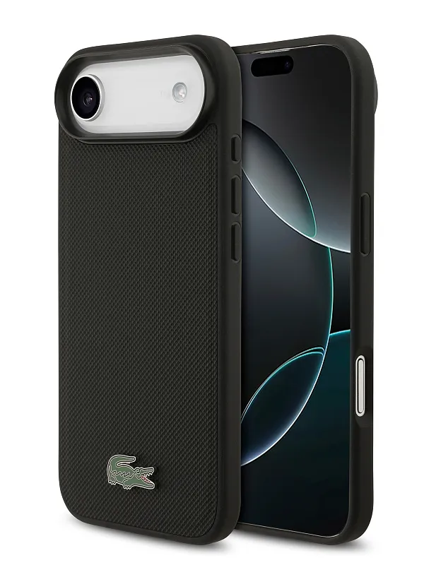 Чехол Lacoste для iPhone Air PVC Metal Lacquer logo Hard Black (MagSafe), чёрный