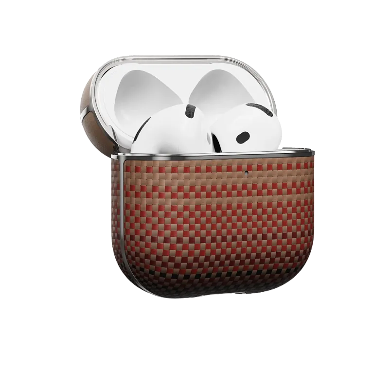 Чехол PITAKA из арамидного волокна и кожи для AirPods 4, «закат» (Sunset)