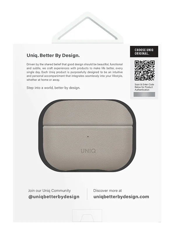 Чехол Uniq для Airpods Pro 2 Lyden DS Leatherette with handstrap Ivory/Lychen Green