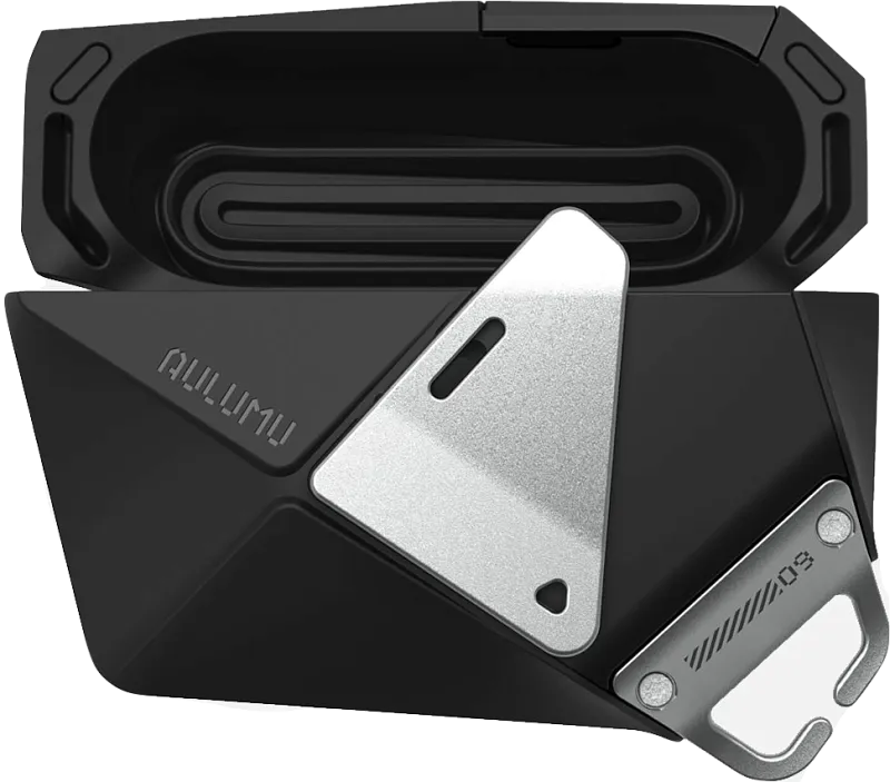 Чехол для AirPods Pro 1/2, Aulumu A09, геометрической формы, с двойным замком, черный