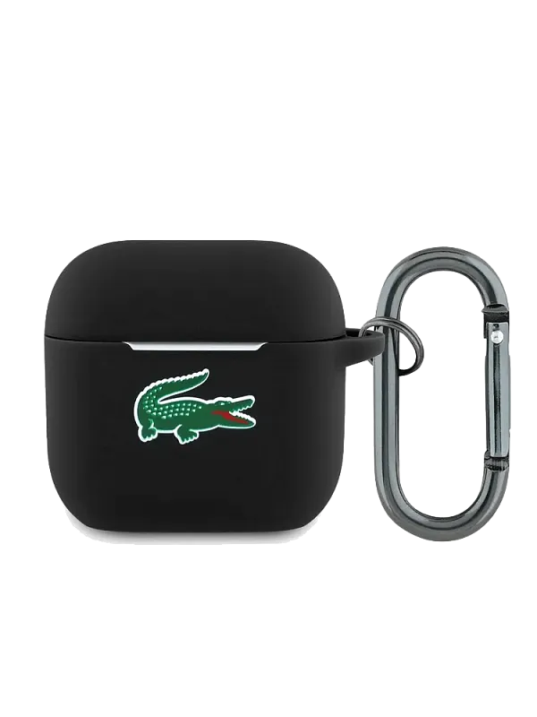 Чехол Lacoste для AirPods 4 Liquid silicone Croc Logo Black, черный