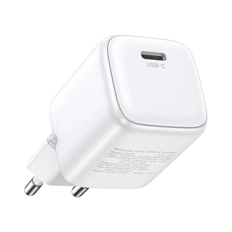 Сетевое зарядное устройство UGREEN Nexode 20 Вт USB‑C GaN, белый