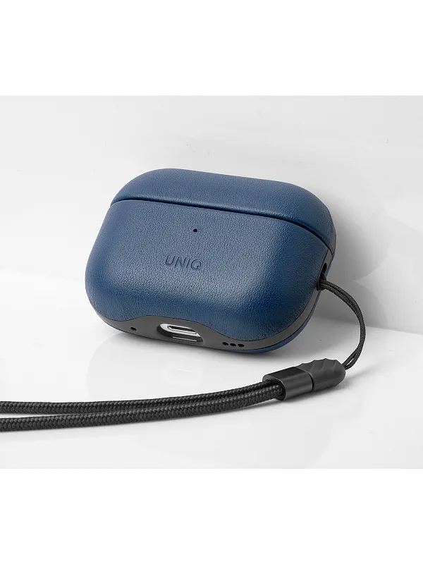Чехол Uniq для Airpods Pro 2 Terra Genuine Leather with handstrap Space Blue