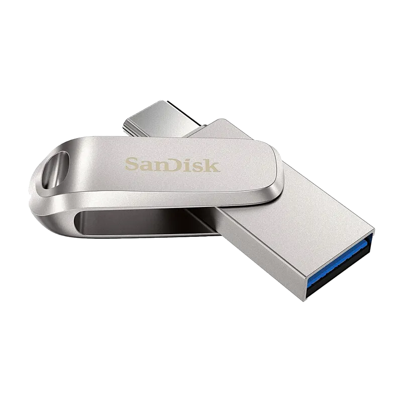 Флеш-накопитель SanDisk Ultra Dual Drive Luxe с разъемом USB-A/USB-C, 512 ГБ, серебристый