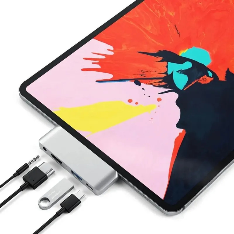 USB‑C хаб Satechi Mobile Pro для iPad, серебристый