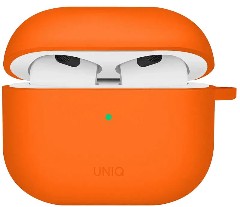 Чехол Uniq для Airpods 4 NEXO Liquid silicone +carabin +Sports ear hooks Volt Orange