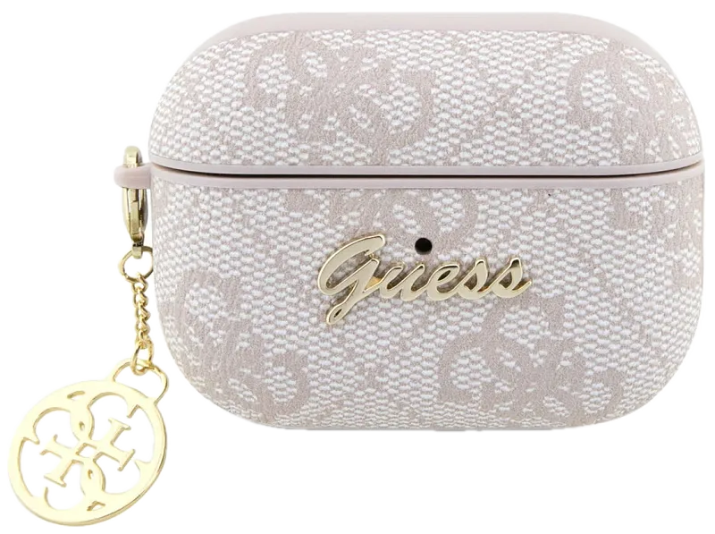 Чехол Guess для AirPods Pro 2 PU leather 4G with metal logo and Charm, Розовый