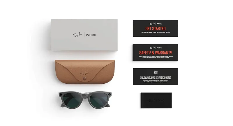 Умные очки Ray-Ban Meta Headliner (Gen 2), серый глянец (Shiny Asteroid Grey), линзы-хамелеон «изумрудный/прозрачный» (Clear to Emerald Transitions), оправа с высокой переносицей