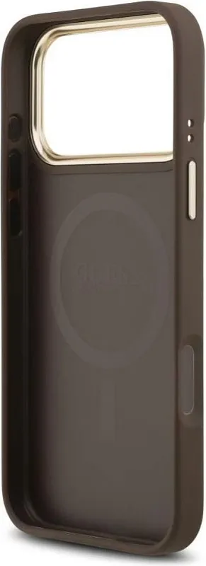 Чехол Guess для iPhone 17 Pro Max PU 4G Classic metal logo Gold camera Hard, коричневый