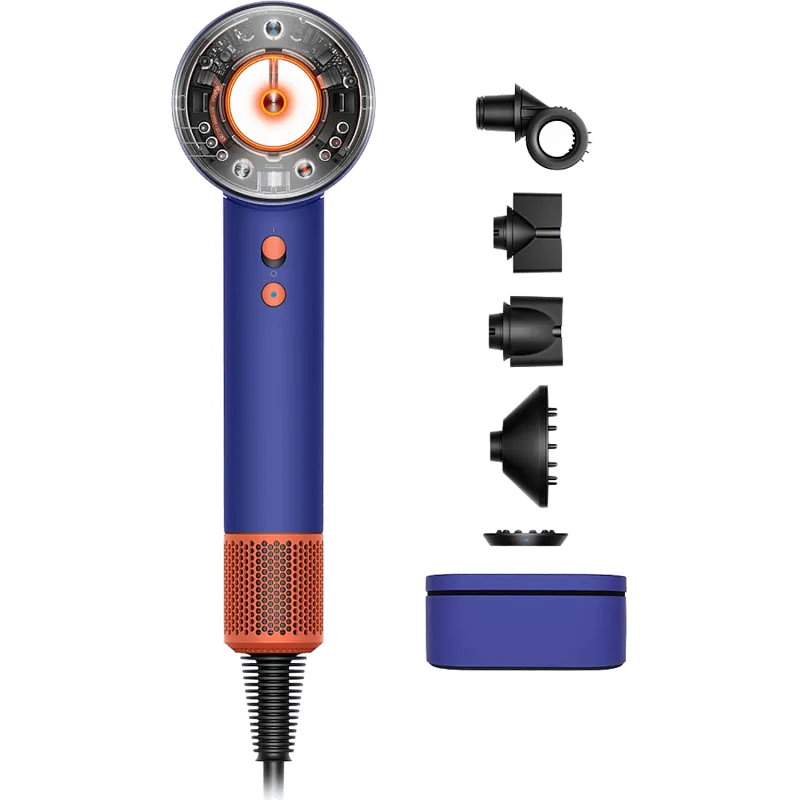 Фен Dyson Supersonic Nural HD16 для прямых волос (Straight+Wavy) Синий/Топаз с кейсом