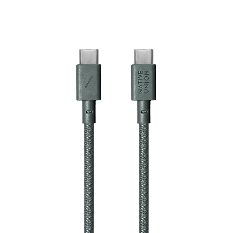 Кабель зарядный Native Union USB-C/USB-C, 60Вт, 1,2м, зелёный