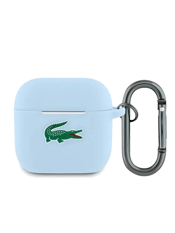 Чехол Lacoste для AirPods 4 Liquid silicone Croc Logo Light Blue, голубой