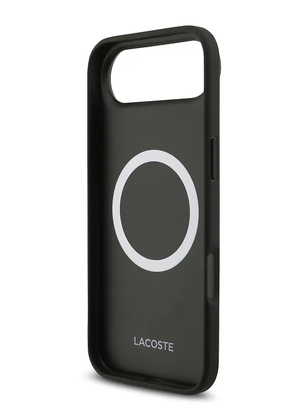 Чехол Lacoste для iPhone Air PVC Metal Lacquer logo Hard Black (MagSafe), чёрный