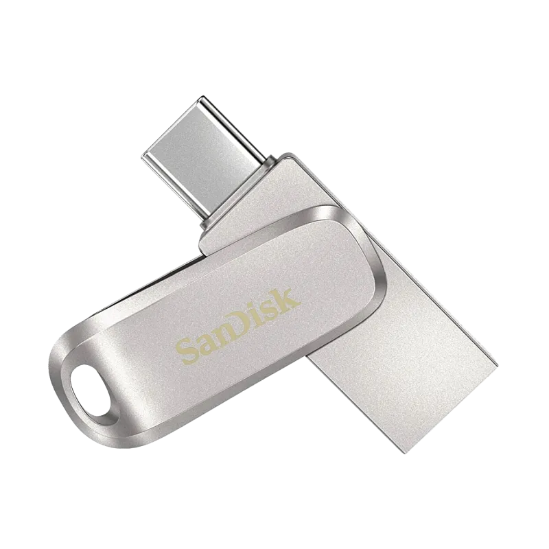 Флеш-накопитель SanDisk Ultra Dual Drive Luxe с разъемом USB-A/USB-C, 512 ГБ, серебристый