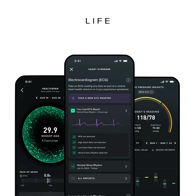 Фитнес-трекер WHOOP MG LIFE + 12 месяцев, черный