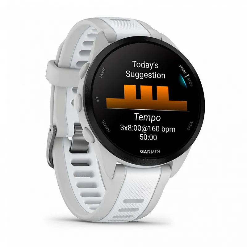 Смарт-часы Garmin FORERUNNER® 165 белые, серый ремешок 43мм