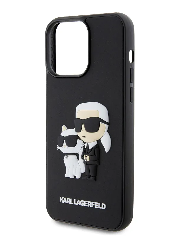 Чехол Lagerfeld для iPhone 15 Pro Max 3D Rubber NFT Karl & Choupette Hard Black
