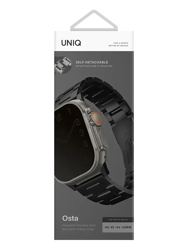 Ремешок Uniq для Apple Watch 49/45/44/42 mm OSTA Steel Strap with Self-Adjustable Links Black