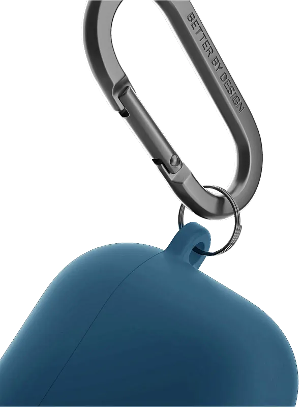 Чехол Uniq для Airpods 4 NEXO Liquid silicone +carabin +Sports ear hooks Pacific Blue