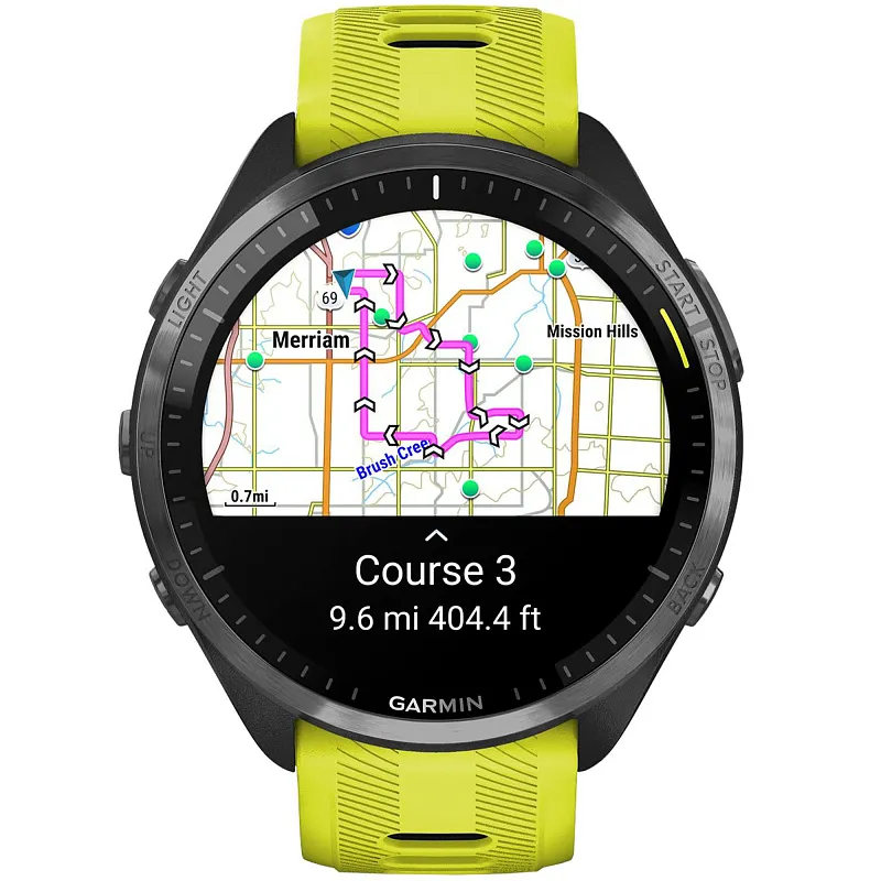 Смарт-часы Garmin Forerunner 965, черные, темно-серый DLC титановый безель, с желто-черным ремешком, 47 мм