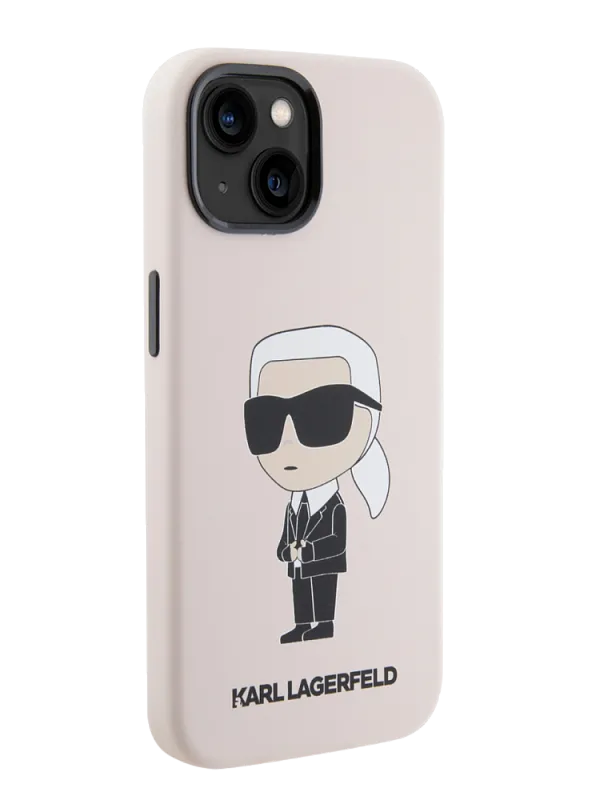 Чехол Lagerfeld для iPhone 15 Liquid silicone NFT Karl Ikonik Hard Pink