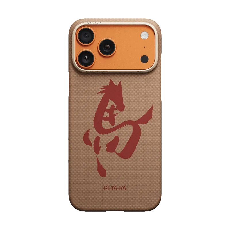 Чехол PITAKA Ultra-Slim Case для iPhone 17 Pro Max Ink Horse, золотой