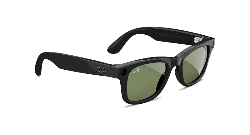 Умные очки Ray-Ban Meta Wayfarer (Gen 1), чёрный глянец (Shiny Black), зелёные (Green) линзы, размер L (Large)