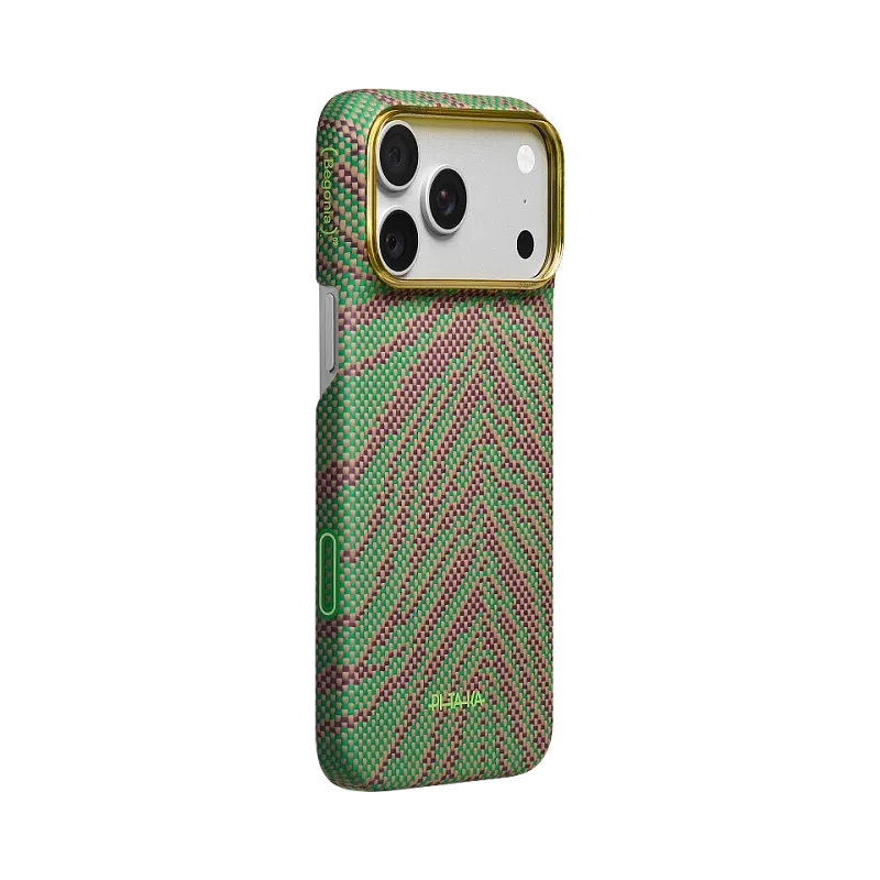 Чехол для iPhone PITAKA для iPhone 18/17 Pro, Breath of Veins, Sprout Surge Зелёно-коричневый