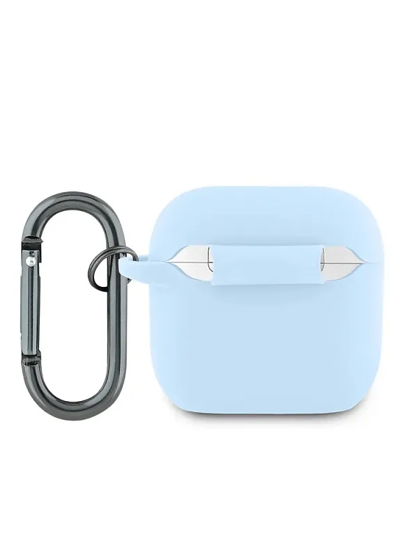 Чехол Lacoste для AirPods 4 Liquid silicone Croc Logo Light Blue, голубой