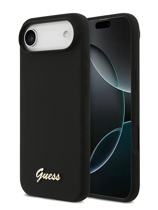 Чехол Guess для iPhone Air Liquid silicone Gold metal logo & Camera Hard, чёрный