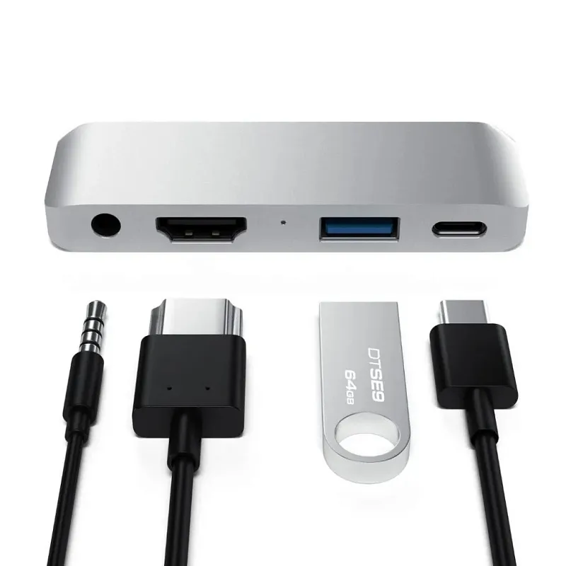 USB‑C хаб Satechi Mobile Pro для iPad, серебристый
