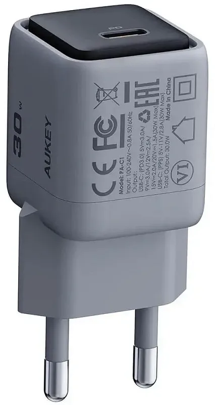 Сетевое зарядное устройство Aukey Comet Mini 30W, серый