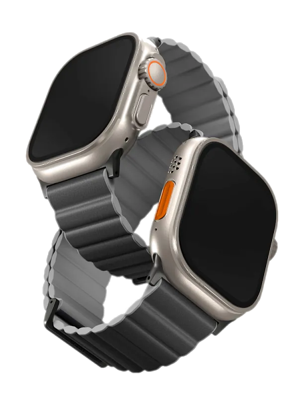 Ремешок Uniq для Apple Watch 49/45/44/42 mm Revix Premium Ed. Leather/Silicone Charcoal/Ash Grey