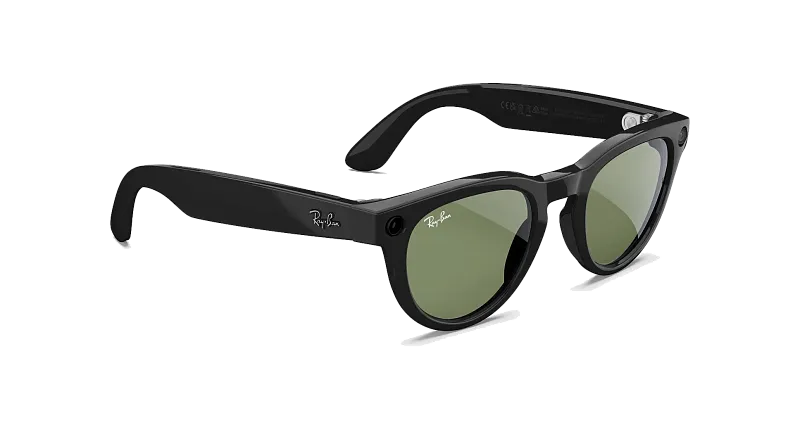 Умные очки Ray-Ban Meta Headliner (Gen 2), чёрный глянец (Shiny Black), зелёные (Green) линзы, оправа с низкой переносицей