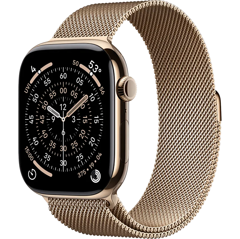 Apple Watch Series 11, 42 мм, корпус из титана цвета «золотистый титан», браслет миланская петля