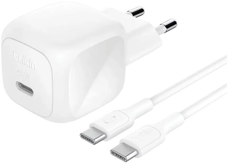Сетевое зарядное устройство Belkin Wall Charger BoostCharge USB-C 45W с кабелем USB-C/USB-C PD 1м, белый