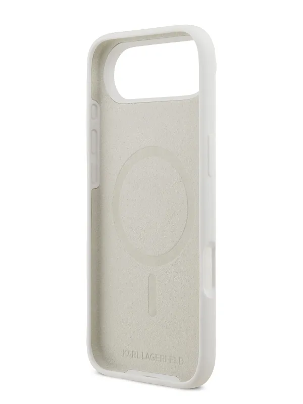 Чехол Lagerfeld для iPhone Air Liquid Silicone Sketch Karl&Choup Metal cam Hard, белый